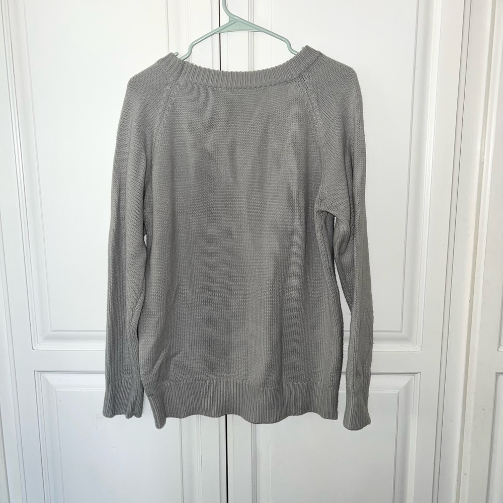 Gray Heart Sweater Large Cozy Knit Crewneck Soft Girl Cottagecore Pullover - Picture 3 of 7